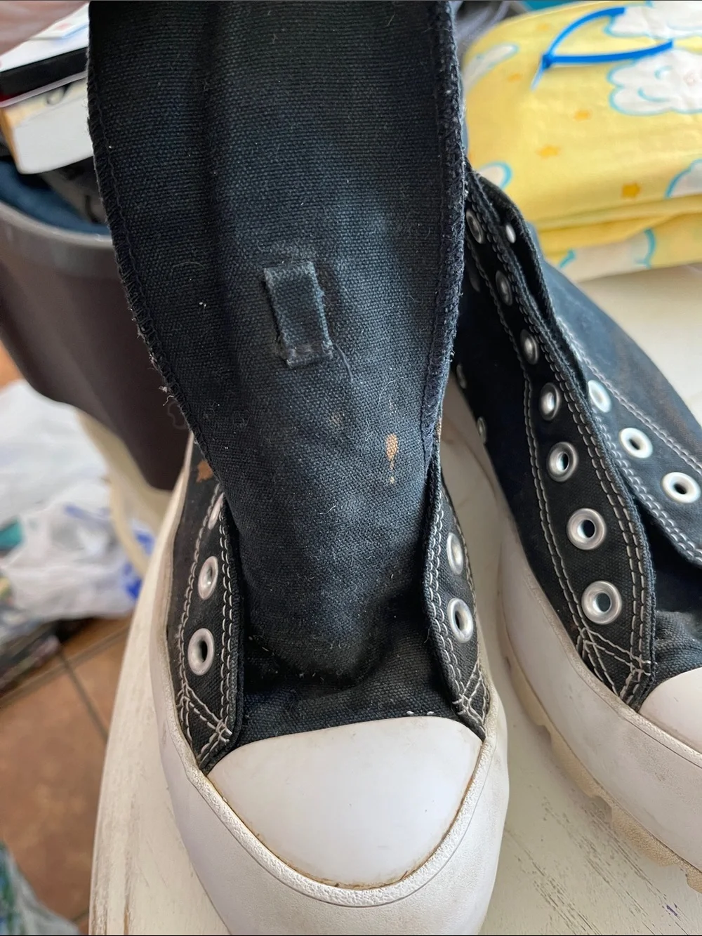 Converse Black High-Top Platform Canvas Sneakers Rugged Retro Size 9